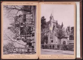 Ezredéves Kiállítás Budapest 1896. Leporello 12 db keményhátú kabinetfotóval, Ősbuda vára Haditenger...