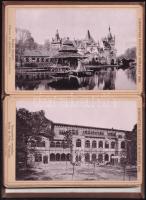 Ezredéves Kiállítás Budapest 1896. Leporello 12 db keményhátú kabinetfotóval, Ősbuda vára Haditenger...