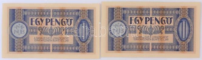 1938. 1P (2x) megegyező sorszámmal és sorkövető sorozatszámmal "H925 076540" és "H926...