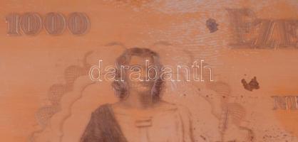 1943. 1000P "Szálasi-kiadás" kiadatlan bankjegy nyomólemez gyártásához készített véset Cu ...