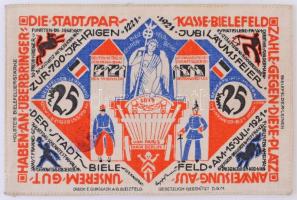 Németország / Weimari Köztársaság / Bielefeld 1921. 25M vászon, bélyegzéssel T:I / Germany / Weimar Republic / Bielefeld 1921. 25 Mark linen, with overprint C:UNC