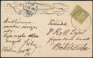 1906 Székely Aladár (1870-1940) és 2 ismeretlent ábrázoló fotólapja, saját kezű üdvözlő soraival és ...