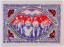 Németország / Weimari Köztársaság / Bielefeld 1921. 50M selyem, bélyegzéssel T:I / Germany / Weimar Republic / Bielefeld 1921. 50 Mark silk, with stamp C:UNC