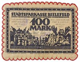 Németország / Weimari Köztársaság / Bielefeld 1921. 100M selyem, bélyegzéssel T:I,I- / Germany / Weimar Republic / Bielefeld 1921. 100 Mark silk, with stamp C:UNC,AU