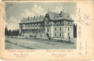 1900 Tátralomnic, Tatranská Lomnica (Magas Tátra, Vysoké Tatry); Nagy szálloda. Divald Károly 314. / Grand Hotel (Rb)