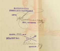 1900 Késmárk Szepes páholy szabadkőműves mesteri oklevél 42x47 cm kis szakadásokkal / Szepes logde f...