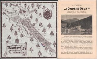 cca 1942 Kovászna, Tündérvölgy mintaüdülő telep helyszínrajza, ismertető prospektusa, szabályrendelet és egy róla írt levél, 4 db