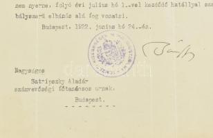 1919-1922 Sztripszky Aladár magyar pénzügyminisztert számellenőr levelezése a ruszkakrajnai miniszte...
