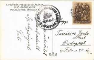 1938 Ipolyság, Sahy; bevonulás / entry of the Hungarian troops + "1938 Az első visszatért magya...