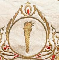 Temesvári kórusmozgalmi zászló 130x150 cm. Felirat: Rónáci Haladó Kör 1913 Temesvár 1933, "Dalo...