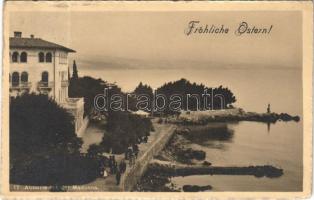 1912 Abbazia, Opatija; mit der Madonna. Fröhliche Ostern! / general view with Easter greetings. Tomasic & Co. (fa)