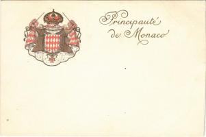 Principauté de Monaco / Principality of Monaco. Emb. litho coat of arms (vágott / cut)