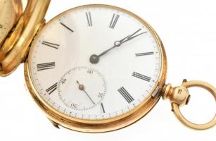 Vacheron 18K arany, dupla fedeles, kulcsos zsebóra. Gazdagon díszített, hajóskapitányi tokkal. Jelze...