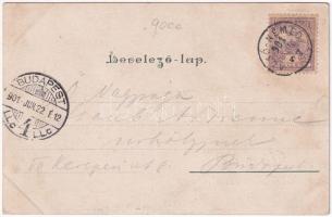 1901 Alsónémedi, Alsó-Némedi; látkép. Art Nouveau, floral, litho (fl)