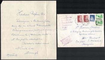 1977 E. Kovács Andrásnak, a biológiai tudományok kandidátusának, egyetemi docensnek küldött levél borítékkal + 6 db ex libris