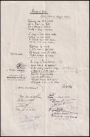 1943 Gulyás Pál (1899-1944) költő, tanár Ünnep és halál című versének kézirata, aláírásával