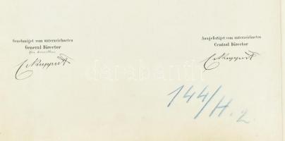 1860 Az Oravica-Steierdorf (Stájerlak) közötti vasútvonal nagyméretű kézzel rajzolt hosszelvény rajz...