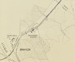1860 Az Oravica-Steierdorf (Stájerlak) közötti vasútvonal nagyméretű kézzel rajzolt átnézeti képe 10...