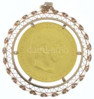 Ausztria 1915. 100K Au "Ferenc József" Bécs utánveret, jelzett Au keretben (érme: 33,87g/0...