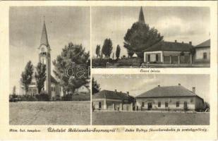 Kétsoprony, Békéscsaba-Soprony; Elemi iskola, Római katolikus templom, Szász György üzlete és Postaügynökség. Fóti György fényképész kiadása