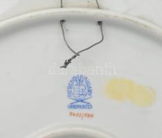 Herendi virág mintás fali dísztál, áttört porcelán, kopott. Jelzett. d: 34 cm
