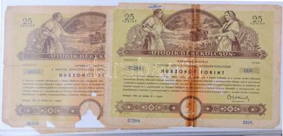 1949-1955. Rendkívül tartalmas 39 darabos Terv- és Békekölcsön kötvény tétel albumba rendezve, közte...