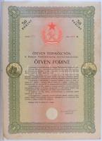 1949-1955. Rendkívül tartalmas 39 darabos Terv- és Békekölcsön kötvény tétel albumba rendezve, közte...