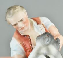 Herendi Toldi a Bikával. Színesen festett porcelán. kopott. Jelzett. 43x22x23 cm