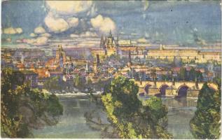 1951 Praha, Prag, Prague; Hradcany a Karluv most / castle, bridge (Rb)