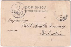 1901 Sarajevo, Rathaus, Partie und Castell / town hall, castle, street view with K.u.K. soldiers, Bo...