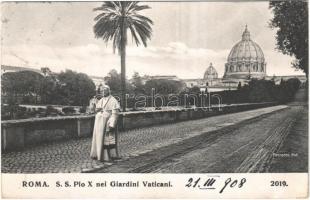 1908 Roma, S. S. Pio X nei Giardini Vaticani / Pope Pius X in the Vatican Gardens (EK)