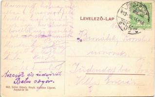 1913 Budapest IV. Újpest, Hajóállomási vendéglő kertje. Sellei Károly fényk. kiadása