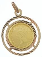 Amerikai Egyesült Államok 1862. 1$ Au "Nagy indián fej" Philadelphia, jelzett Au keretben ...