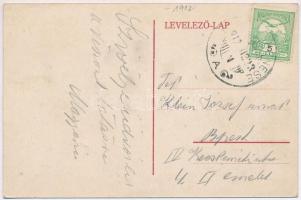 1912 Balatonkenese, Magyarics parkvendéglő kertje. Hátoldalon a tulajdonos levele (EK)