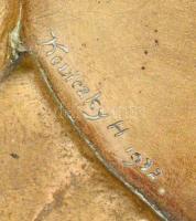 Keviczky Hugó (1879-1944) 1932. "Dr. Kánitz Gyula" egyoldalas Br plakett (253x190mm) sérül...