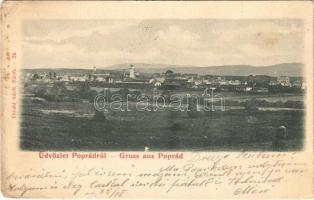 1901 Poprád (Tátra, Magas-Tátra, Vysoké Tatry); látkép vasútállomással. Divald Adolf 25. / general view with railway station (szakadás / tear)