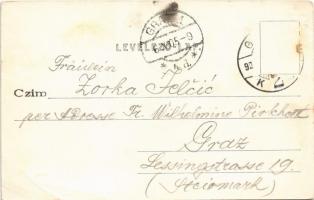 1905 Győr, Személy pályaudvar kijárata a vágányoknál, vasútállomás. Nitsmann József kiadása (Rb)