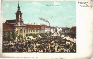 Pozsony, Pressburg, Bratislava; Vásártér, piac. Heliocolorkarte von Ottmar Zieher 1901 / market