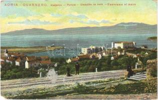 Kraljevica, Portoré, Porto Ré; látkép, Frangepán kastély. Ed. Feitzinger / general view, castle (EM)