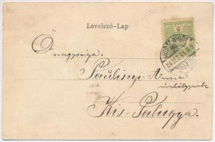 1904 Liptószentmiklós, Liptovsky Mikulás; utca. Boldog új évet! Löw Dezső szecessziós litho keret / ...