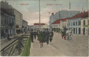 1911 Ungvár, Uzshorod, Uzhhorod, Uzhorod; Kossuth Lajos tér, piac / square, market (Rb)