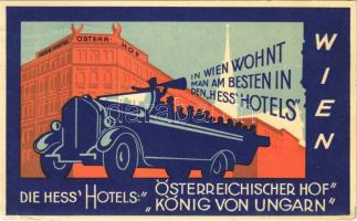 1956 Wien, Die Hess Hotels: Österreichischer Hof König von Ungarn. In Wien wohnt man am besten in den Hess Hotels. Fleischmarkt 10. / Bécsi szálloda reklámja / Viennese hotel advertisement (EK)