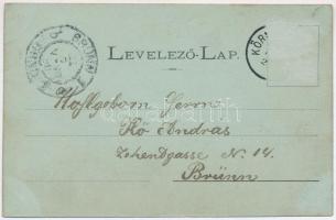 1899 (Vorläufer) Körmöcbánya, Kremnitz, Kremnica; Várkapu 1339-ből, Vadászkürt szálloda, Fő tér, Sze...