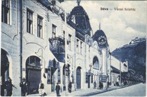 Déva, Városi színház, Uránia mozgószínház, mozi, Émann Zsigmond üzlete, vár. Hirsch Adolf / theatre, shops, castle, cinema