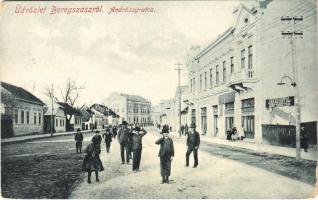 1910 Beregszász, Beregovo, Berehove; Andrássy utca, Jakab Antal ecet szesz gyára. W.L. Bp. 6061. / street, vinegar spirit factory (EK)