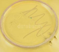 Retro kerámia iparművész tál Lux jelzéssel. Színes mázakkal festett kerámia. Hibátlan. d: 27 cm