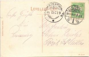 1911 Ungvár, Uzshorod, Uzhhorod, Uzhorod; Nagyhíd utca, üzletek / street, bridge, shops (kis szakadá...