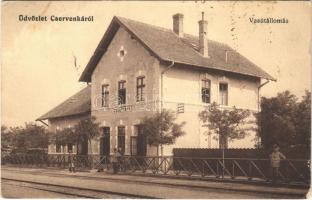 1917 Cservenka, Crvenka; vasútállomás. Georg Pleesz kiadása / railway station (EK)