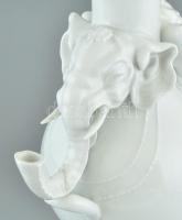 Herendi nagyméretű elefántos váza. Jelzett. Festetlen mázas porcelán. Sérült. m: 40 cm