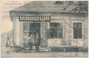 1908 Berzova, Marosborsa, Barzava; Goldberger Gábor üzlete és saját kiadása / shop